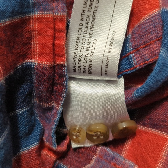 Best Made Co. Linen Blend Check Pattern Shirt Size XL in Red/Blue - Picture 4 of 10